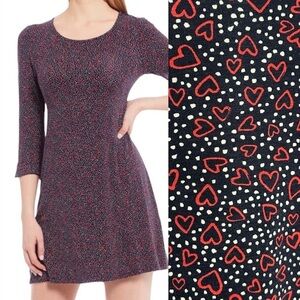 Joules Hayden Dotted Heart Print Jersey Knit Dress NWT